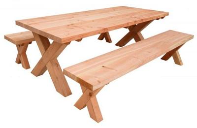 TUINSET XAVI EXCELLENT, 2 X BANK EN 1 X TAFEL, ONBEHANDELD.