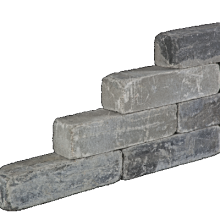 V0 WALLBLOCK GETROMMELD 15X15X60CM GRIJS/ZWART NUANCE