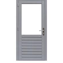 HARDHOUTEN ENKELE 1-RUITS GLASDEUR PRESTIGE MET DUBBELGLAS, RECHTSDRAAIEND, 109 X 221 CM, GRIJS GEGROND.