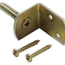 -VH- L-BESLAG INCLUSIEF SCHROEVEN, 4 STUKS OP KAART, GEEL VERZINKT,