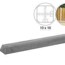 -VH- BETONPAAL GLAD MET DIAMANTKOP 10X10X280CM, GRIJS ONGECOAT, HOEKPAAL,