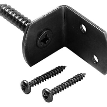 -VH- L-BESLAG INCLUSIEF SCHROEVEN, 4 STUKS OP KAART, ZWART GEPOEDERCOAT,