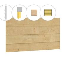 VUREN ENKELZIJDIGE ACHTERWAND MET ZWEEDS RABAT B, HOOGTE 125 CM, ONBEHANDELD.
