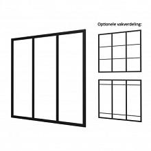 INDUSTRIËLE GLASPUI B, ALUMINIUM FRAMEWERK, ZWART GECOAT 228,5 CM.