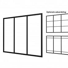 INDUSTRIËLE GLASPUI C, ALUMINIUM FRAMEWERK, ZWART GECOAT 278,5 CM.