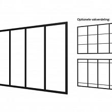 INDUSTRIËLE GLASPUI D, ALUMINIUM FRAMEWERK, ZWART GECOAT 328,5 CM