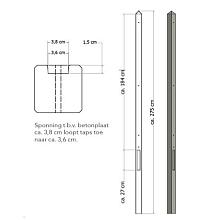 LICHTGEWICHT BETONPAAL MET DIAMANTKOP ONGECOAT 8,5X8,5X280 CM, EINDPAAL, GRIJS