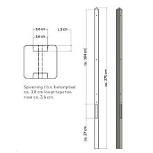 LICHTGEWICHT BETONPAAL MET DIAMANTKOP ONGECOAT 8,5X8,5X280 CM, TUSSENPAAL, GRIJS