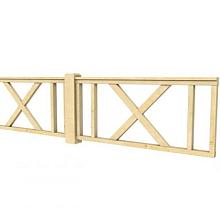 VUREN HEKWERK TYPE D MET KRUIS 328,5 X 73 CM, ONBEHANDELD.