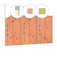 SET DOUGLAS PLANKEN VOOR ACHTERWAND A, MET HALFHOUTS RABAT, HOOGTE 125 CM, ONBEHANDELD.