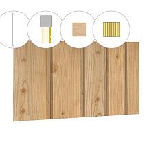 SET VUREN PLANKEN VOOR VERTICALE ACHTERWAND A, MET BANDDELEN, HOOGTE 125 CM, ONBEHANDELD.