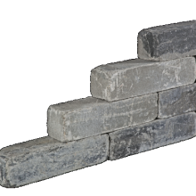 WALLBLOCK GETROMMELD 15X15X60CM GRIJS/ZWART NUANCE