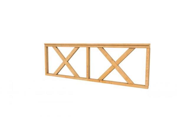 HEKWERK MET KRUIS DOUGLAS TYPE B, 228,5 X 73 CM, ONBEHANDELD.