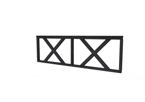 HEKWERK MET KRUIS DOUGLAS TYPE B, 228,5 X 73 CM, ZWART GEÏMPREGNEERD.