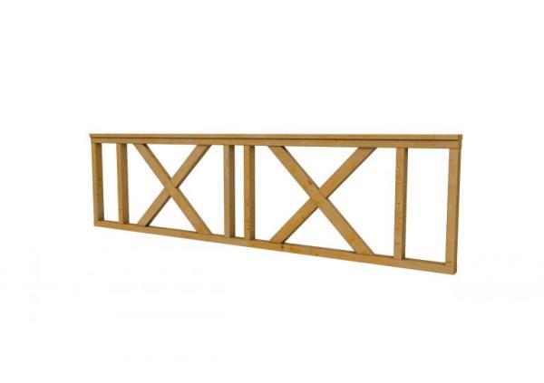HEKWERK MET KRUIS DOUGLAS TYPE C, 278,5 X 73 CM, GROEN GEÏMPREGNEERD.
