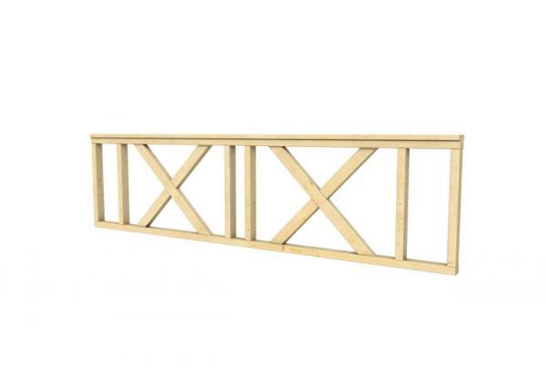 VUREN HEKWERK TYPE C MET KRUIS 278,5 X 73 CM, ONBEHANDELD.