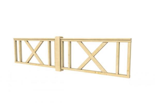 VUREN HEKWERK TYPE D MET KRUIS 328,5 X 73 CM, ONBEHANDELD.