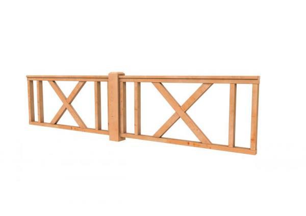 DOUGLAS HEKWERK TYPE D MET KRUIS 328,5 X 73 CM, ONBEHANDELD.